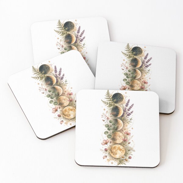 Item preview, Moon Phases and Botanicals — Celestial Witch Vertical Art designed and sold by DreamelleStudio.