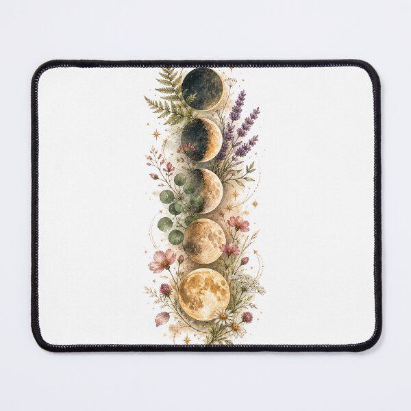 Item preview, Moon Phases and Botanicals — Celestial Witch Vertical Art designed and sold by DreamelleStudio.