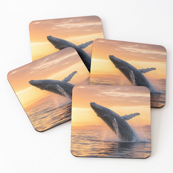 Item preview, Humpback Whale Breaching at Sunset – Majestic Ocean Wildlife Photography Wall Art designed and sold by ApexAnimal Art.
