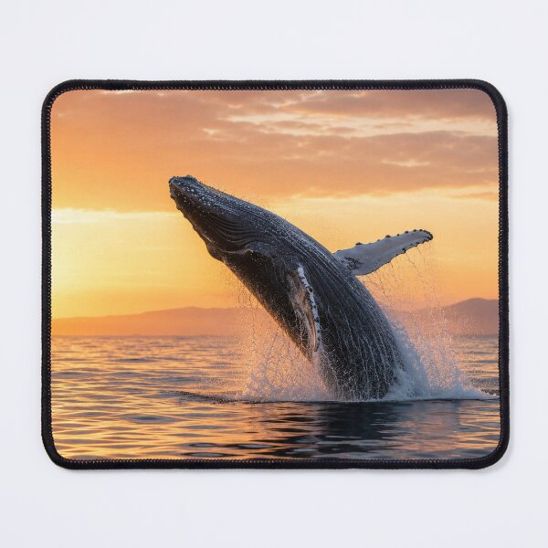 Item preview, Humpback Whale Breaching at Sunset – Majestic Ocean Wildlife Photography Wall Art designed and sold by ApexAnimal Art.