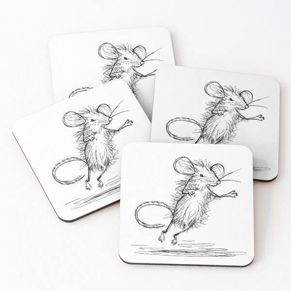 Item preview, Cute Jumping Mouse Playful Pencil Sketch Art designed and sold by DesignByNoir.