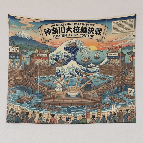 Item preview, Poster the great ramen off kanagawa designed and sold by merlinesalibel.