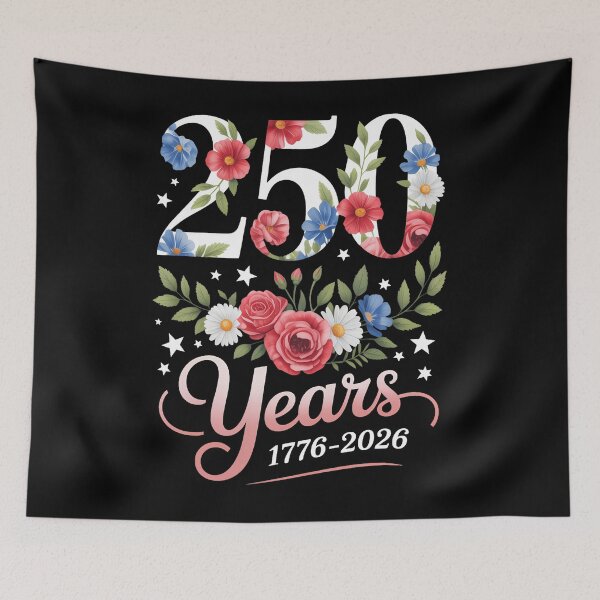 Item preview, Floral 250th Anniversary 1776 2026 USA Independence designed and sold by sailorjessiArt.