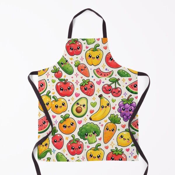 Item preview, Kawaii Fruits and Vegetables Pattern with Faces designed and sold by Myra365Art.