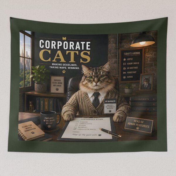 Item preview, Corporate Cats – Making Deadlines. Taking Naps. Winning. | Maine Coon HR Manager designed and sold by RockyMemes.