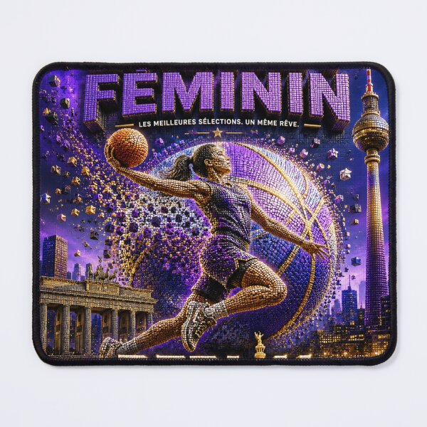 Artikelvorschau, 3D Mikro-Mosaik T-Shirt –Frauen-Basketball-Weltmeisterschaft Berlin 2026 entworfen und verkauft von JcAbstractArt.