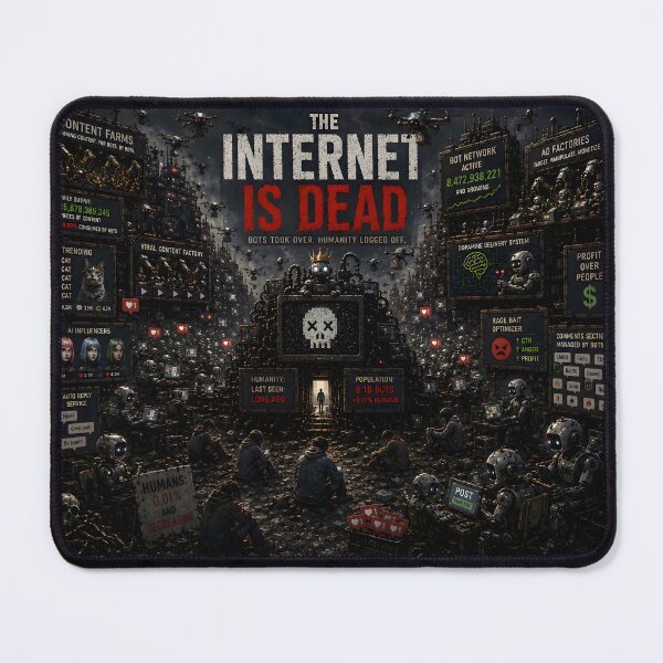 Item preview, The Internet Is Dead – Bots Took Over The Web | Retro Dystopian Art designed and sold by RockyMemes.