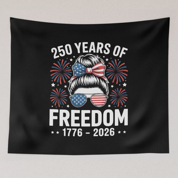 Item preview, USA 250th Anniversary Messy Bun Women Celebrate 1776 2026 designed and sold by sailorjessiArt.