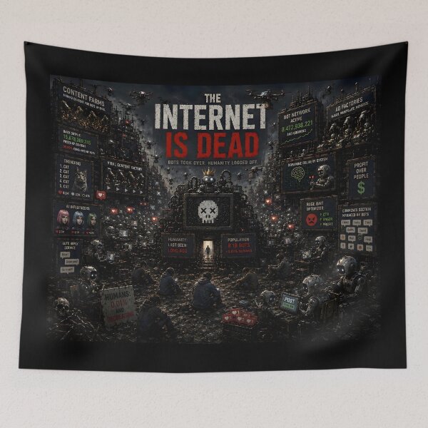 Item preview, The Internet Is Dead – Bots Took Over The Web | Retro Dystopian Art designed and sold by RockyMemes.