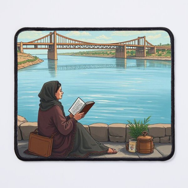 Item preview, Reading by the Riverside Bridge designed and sold by LumivaraGallery.