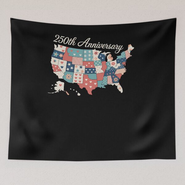Item preview, USA 250th Anniversary Patchwork Map Patriotic 4th of July designed and sold by sailorjessiArt.