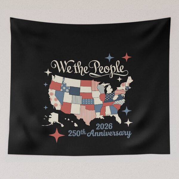Item preview, USA 250th Anniversary Patriotic Patchwork Map 1776–2026 designed and sold by sailorjessiArt.