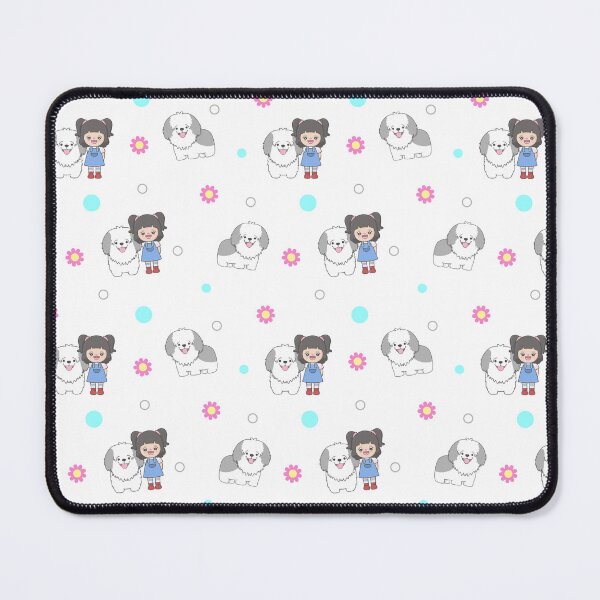 Item preview, Girl Hugging Old English Sheepdog Seamless Pattern designed and sold by nuchz.