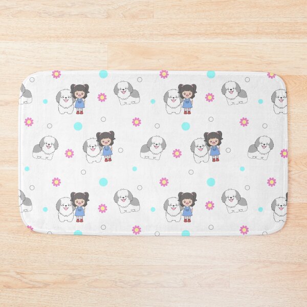 Item preview, Girl Hugging Old English Sheepdog Seamless Pattern designed and sold by nuchz.