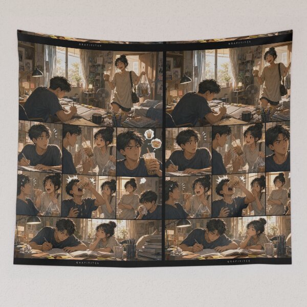Item preview, Student Life Cozy Reading Room Comic Print designed and sold by Grafititee.