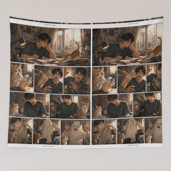 Item preview, Student Life Cozy Reading Room Comic Print designed and sold by Grafititee.