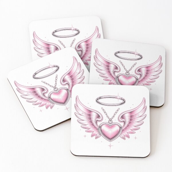 Item preview, Y2K Angel Wings Baby Tee Coquette Chrome Halo Heart Locket designed and sold by Innersoul studio.