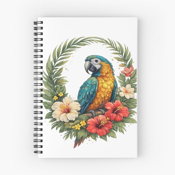 Item preview, Tropical Parrot in an Exotic Floral Wreath designed and sold by KM Design.