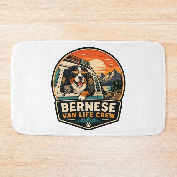 Item preview, Bernese Van Life Crew Retro Dog Travel Badge designed and sold by Innersoul studio.
