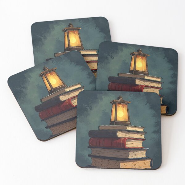 Item preview, Vintage Book Stack with Lantern Cozy Reading Illustration designed and sold by Evergreen Horizon Works.