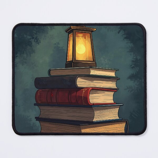 Item preview, Vintage Book Stack with Lantern Cozy Reading Illustration designed and sold by Evergreen Horizon Works.