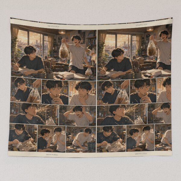 Item preview, Student Life Cozy Reading Room Comic Print designed and sold by Grafititee.