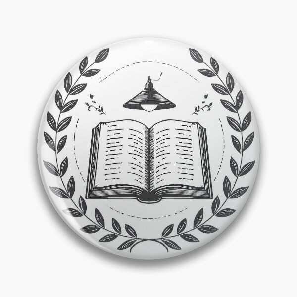 Item preview, Vintage Open Book and Laurel Reading Emblem Illustration designed and sold by Evergreen Horizon Works.