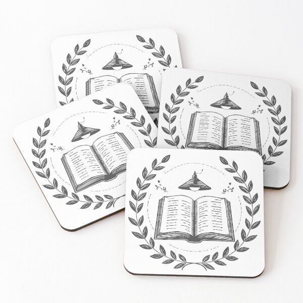 Item preview, Vintage Open Book and Laurel Reading Emblem Illustration designed and sold by Evergreen Horizon Works.