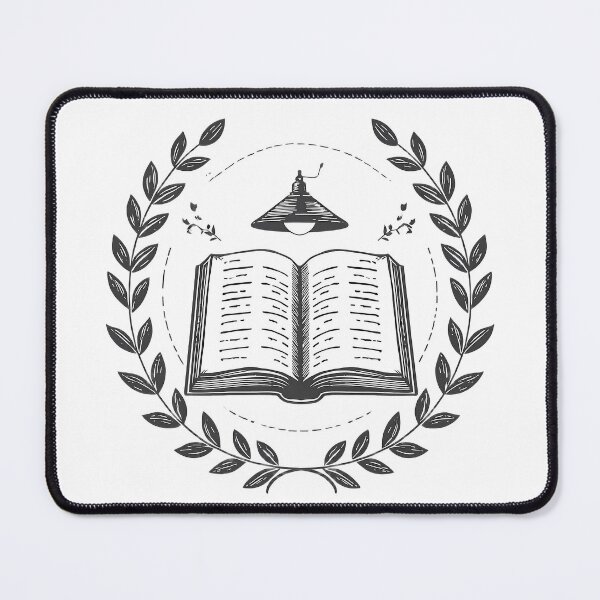 Item preview, Vintage Open Book and Laurel Reading Emblem Illustration designed and sold by Evergreen Horizon Works.