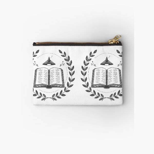 Item preview, Vintage Open Book and Laurel Reading Emblem Illustration designed and sold by Evergreen Horizon Works.