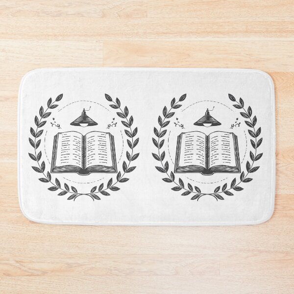 Item preview, Vintage Open Book and Laurel Reading Emblem Illustration designed and sold by Evergreen Horizon Works.