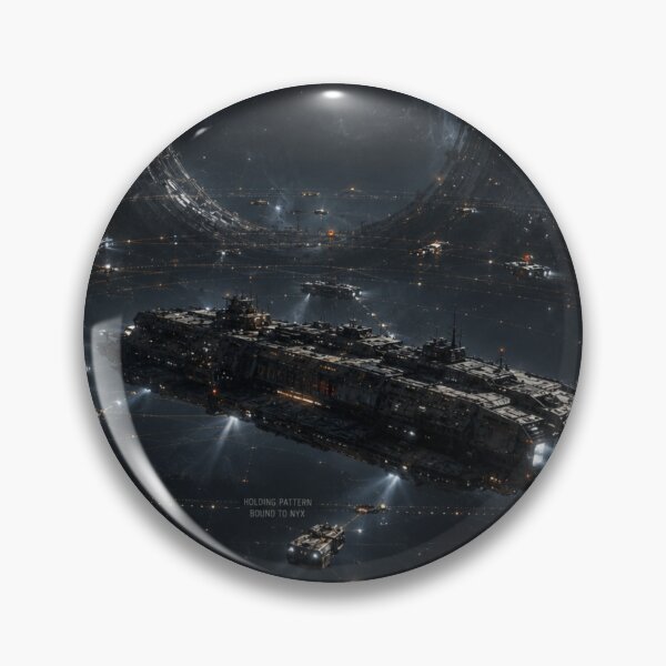 Item preview, Sci-Fi Space Gate Fleet Print | Dark Starship Holding Pattern and Alien Megastructure Wall Art designed and sold by Element Horizon Studio.