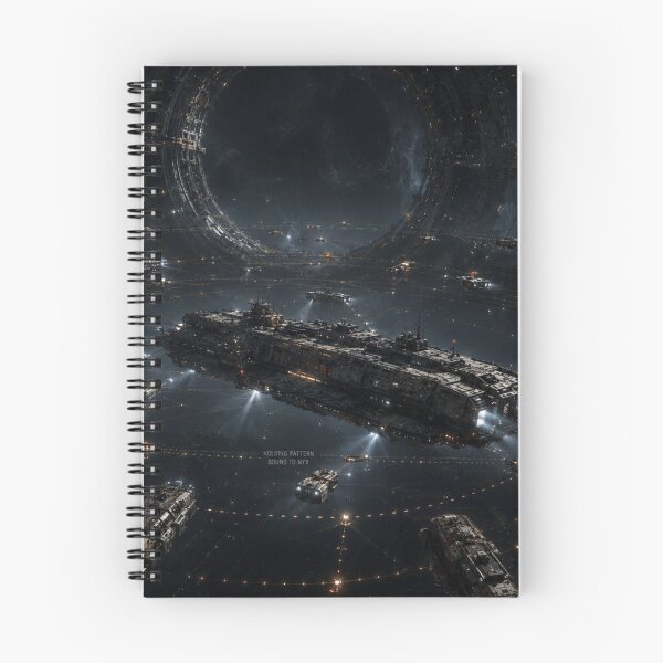 Item preview, Sci-Fi Space Gate Fleet Print | Dark Starship Holding Pattern and Alien Megastructure Wall Art designed and sold by Element Horizon Studio.