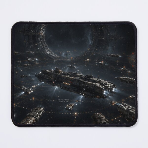Item preview, Sci-Fi Space Gate Fleet Print | Dark Starship Holding Pattern and Alien Megastructure Wall Art designed and sold by Element Horizon Studio.