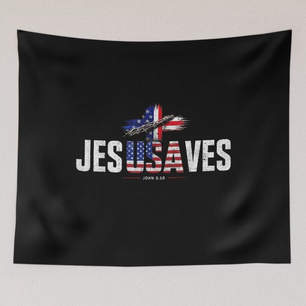 Item preview, Jesus Saves Cross Subtle Christian Religious Faith USA Flag designed and sold by ocustdaleman.