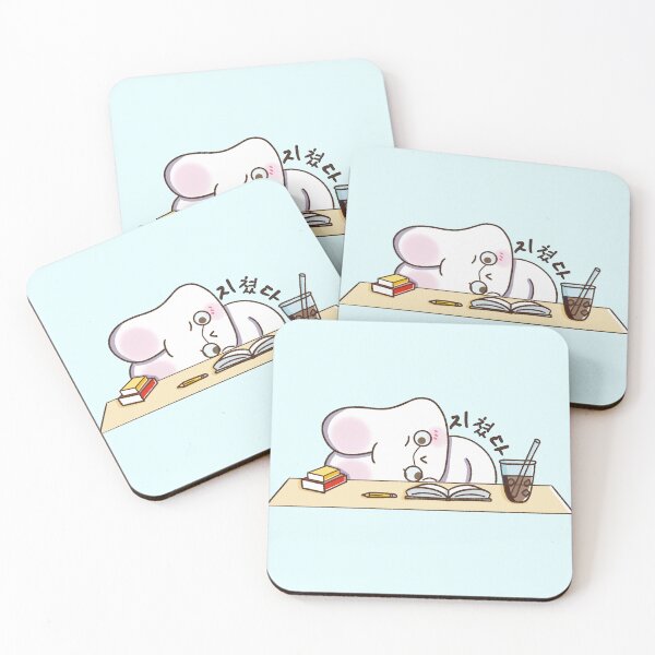 Item preview, Cute Kawaii Bunny Exhausted (지쳤다 - Ji-chyeot-da) Relatable Korean Pastel Chibi Aesthetic designed and sold by Kimchi-style-.