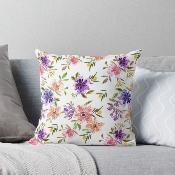 Item preview, Vibrant Peach and Purple Wildflowers Watercolor Floral Art designed and sold by Orly Fuchs Galchen.