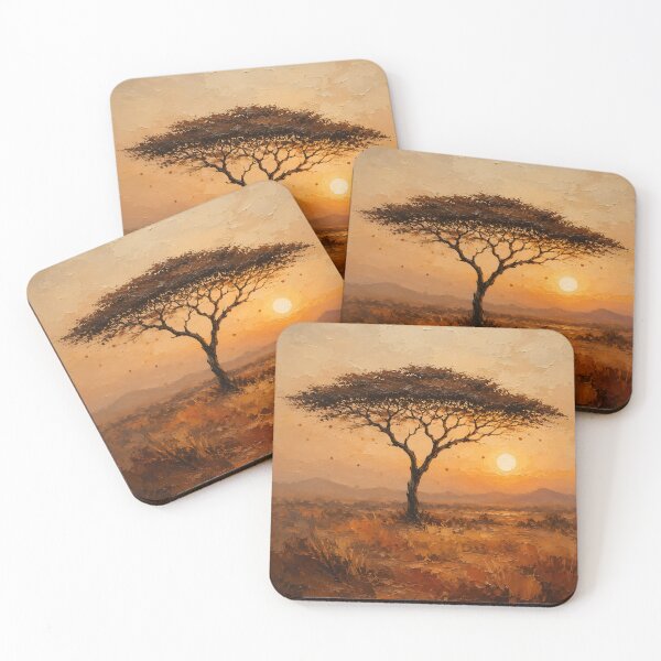 Item preview, Afro Boho Acacia Sunset – Earthy African Landscape Print designed and sold by Martin's_Design.