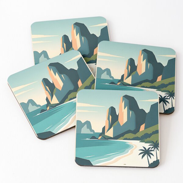 Item preview, Railay Beach Thailand Vintage Travel Poster Tropical Coastal Wall Art designed and sold by Spirit of Siam.