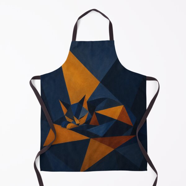 Item preview, Geometric Sleeping Cat Art Print | Navy & Amber Cubist Cat Poster | Abstract Low Poly Feline Wall Art designed and sold by ThingsCatsDo.