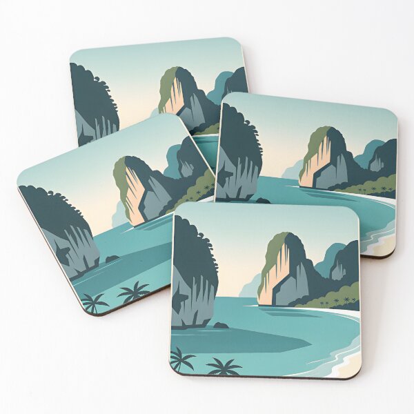 Item preview, Railay Beach Thailand Vintage Travel Poster Tropical Coastal Wall Art designed and sold by Spirit of Siam.