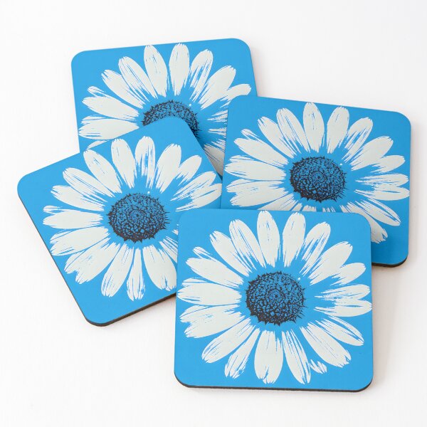 Item preview, Blue Pop Art Daisies Grid Retro Floral  designed and sold by ChubbyGoong.