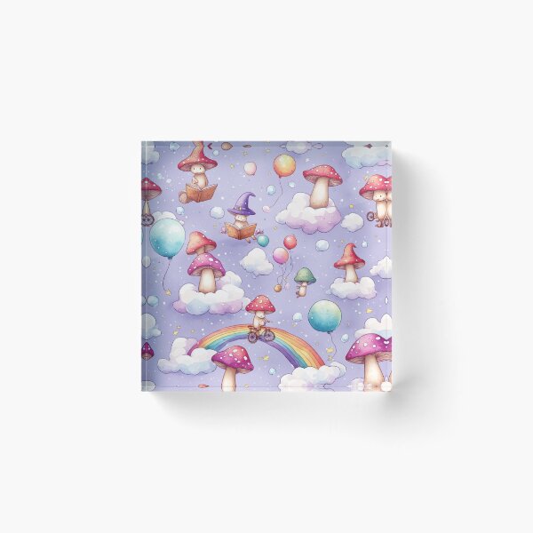 Item preview, Whimsical Mushroom Fairies Magic Sky Seamless Pattern designed and sold by dcohea.