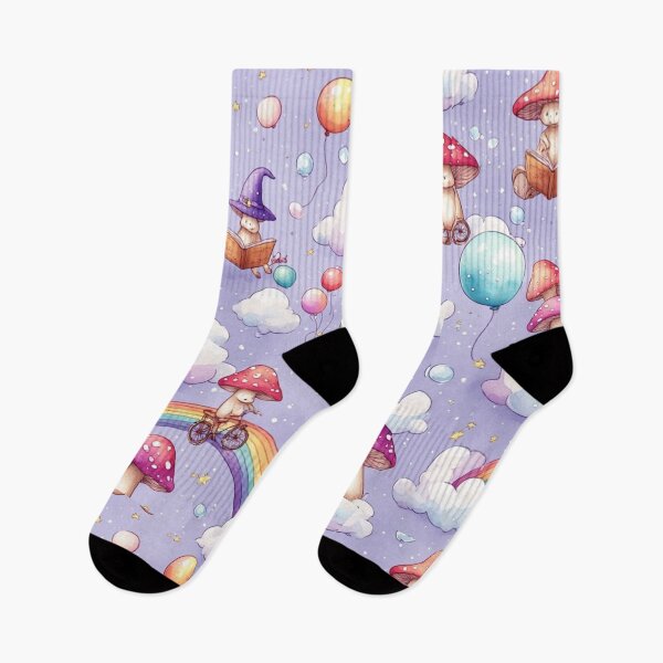 Item preview, Whimsical Mushroom Fairies Magic Sky Seamless Pattern designed and sold by dcohea.