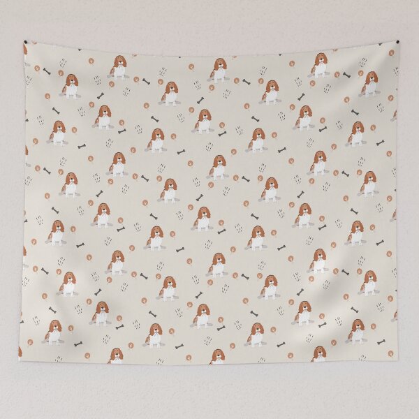 Item preview, Minimalist Flat Design Basset Hound Dog Cream Pattern designed and sold by svitlaarty.