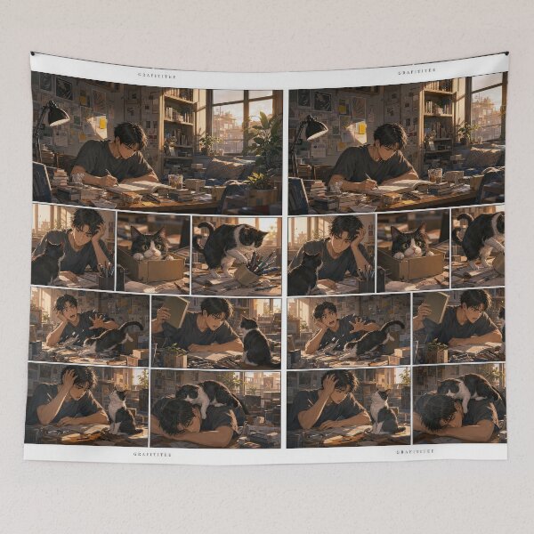 Item preview, Student Life Cozy Reading Room Comic Print designed and sold by Grafititee.
