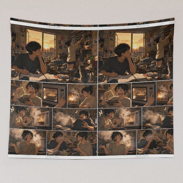 Item preview, Student Life Cozy Reading Room Comic Print designed and sold by Grafititee.