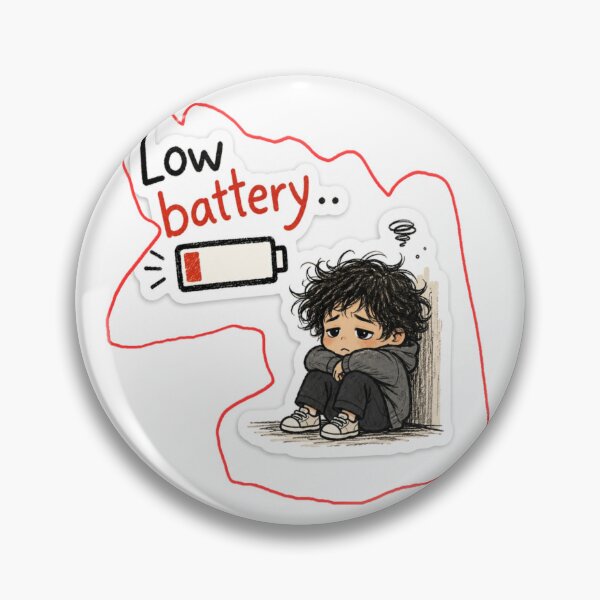 Item preview, Low Battery – Socially Drained Cute Sticker designed and sold by Genzfirevibes.