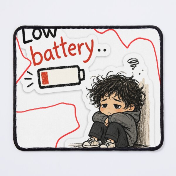 Item preview, Low Battery – Socially Drained Cute Sticker designed and sold by Genzfirevibes.