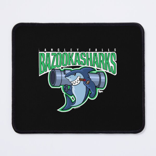 Item preview, Fierce Blue Shark Mascot Character Holding Explosive Weapon designed and sold by faithandbible.